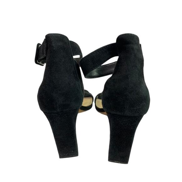Size 8.5 Vince Camuto Black Microfiber Sandal 4" Heels Ankle Strap - Picture 4 of 10